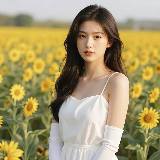 Photorealistic Glowing Skin in Flower Field