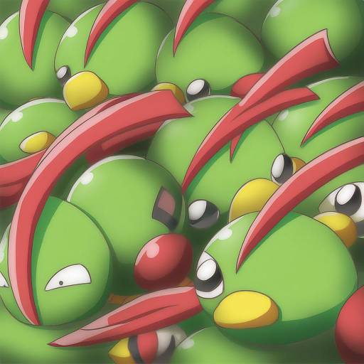 Illustration of Natu, pokemon in the style of Tamayan