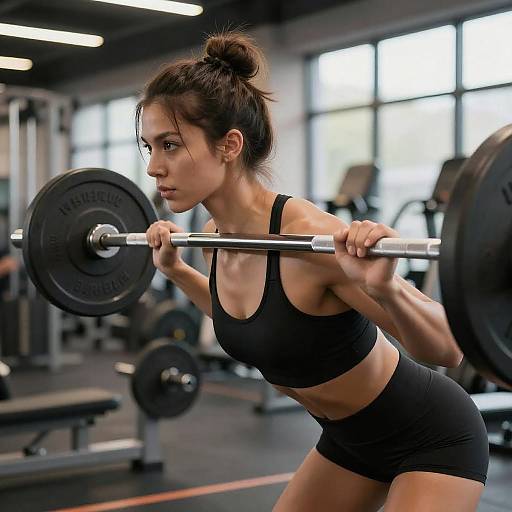 Fit Woman Performing Barbell Row