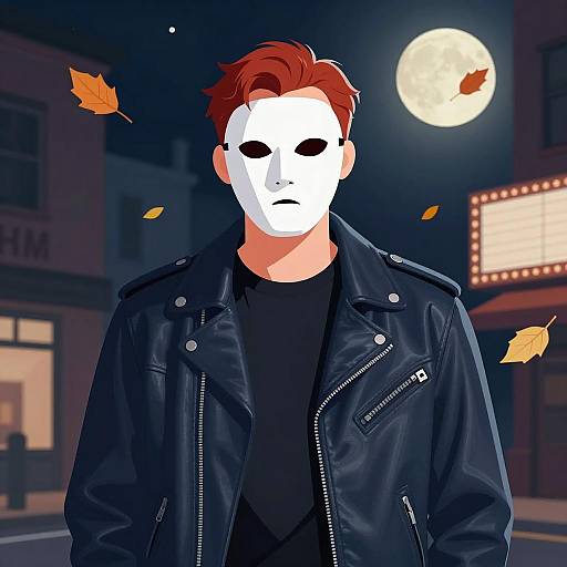 Mysterious Man in Autumn Night Scene