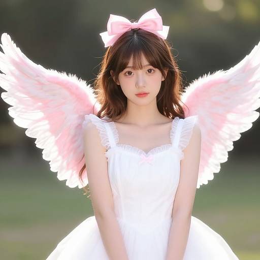 Girl with Pink Wings and Bow
