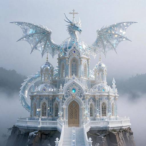 Regal Ice Dragon in Crystal Cathedral