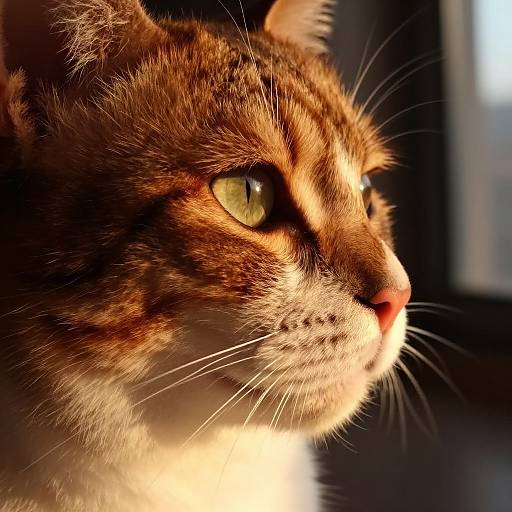 Detailed Close-Up Cat Profile Sunset