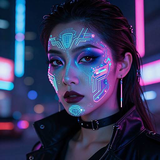 Cyberpunk Neon Makeup on Model