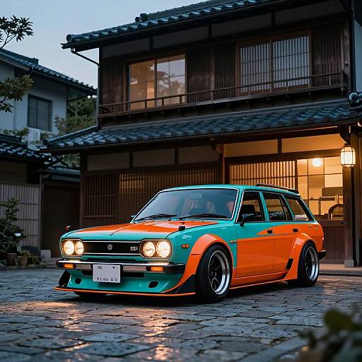 Futuristic Datsun 510 in Japanese Setting