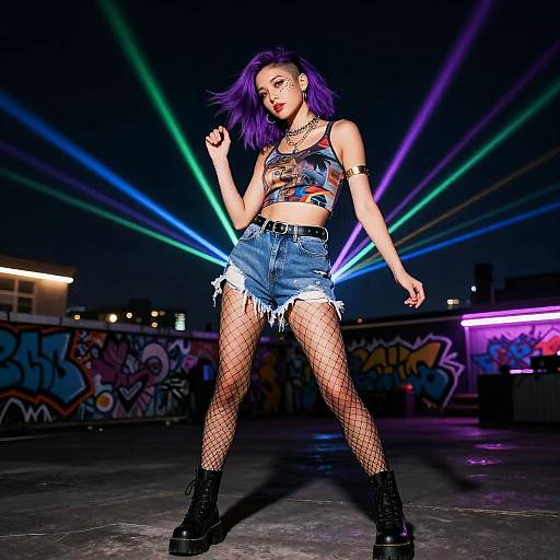 Vibrant Rooftop Rave Portrait