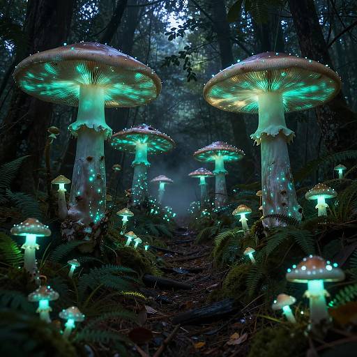 Glowing Mushroom Forest Fantasy