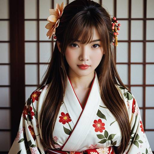 Elegant Anime Slayer in Floral Kimono