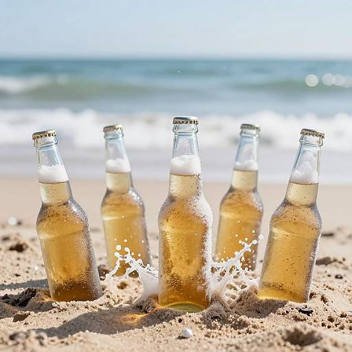 Frozen Beer Bottle Splash at Beach
