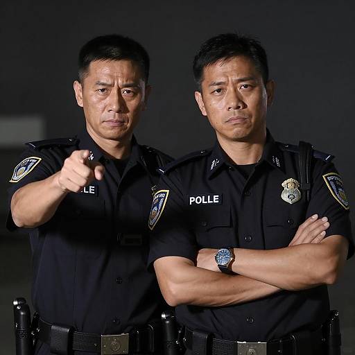 Two Serious Police Officers in Uniform