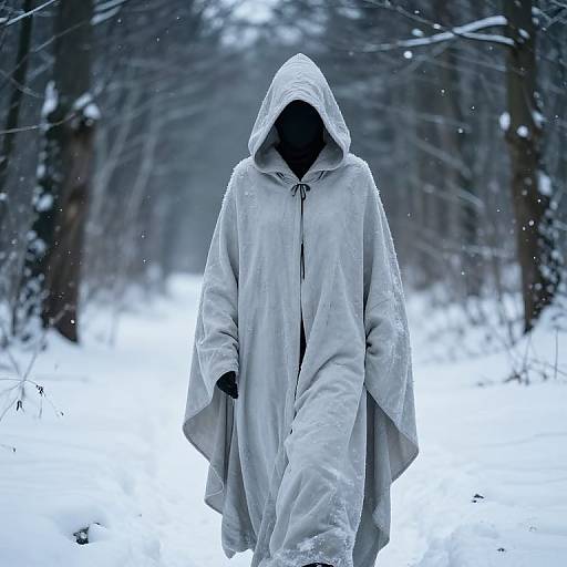 Snow-Camouflaged Assassin in Winter Forest