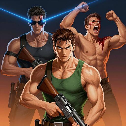 Intense Digital Art of Muscular Warriors