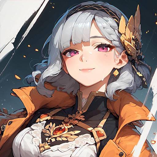 Silver-Haired Girl with Fireflies