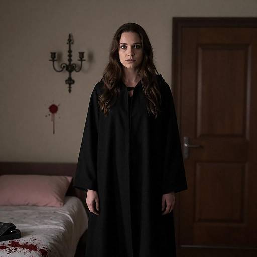 Mysterious Woman in Dimly Lit Room