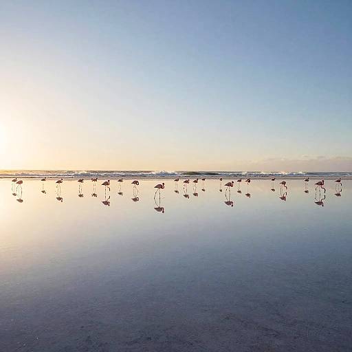 Vast Salt Flats with Flamingos