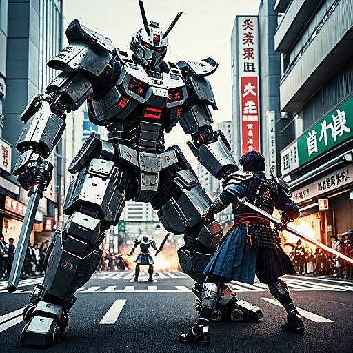 Cyborg Samurai Battle in Tokyo Street