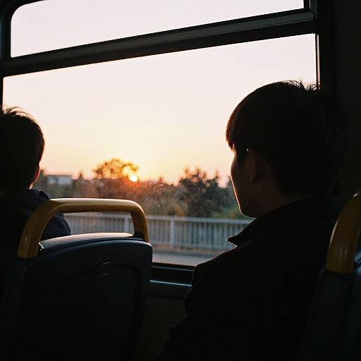 Nostalgic Sunset Bus Silhouette