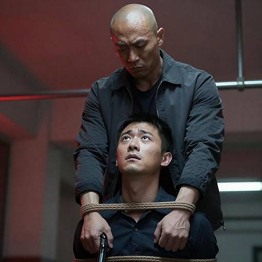 Tense Confrontation in Dim Lighting