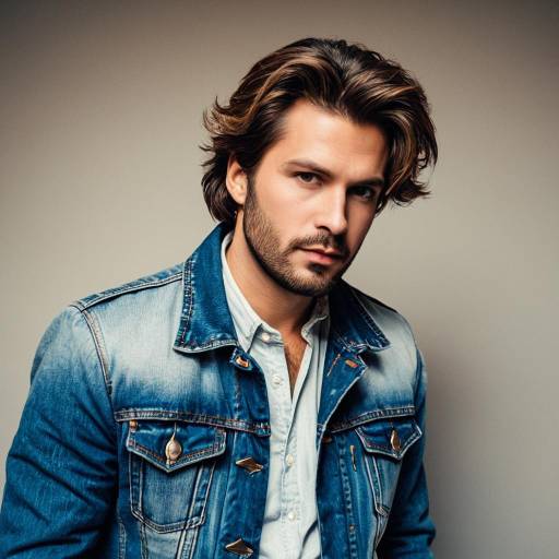 Man in Denim Jacket with Tousled Hair