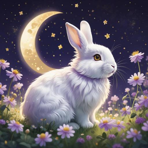 Dreamy Golden-Eyed Rabbit in Clover Field