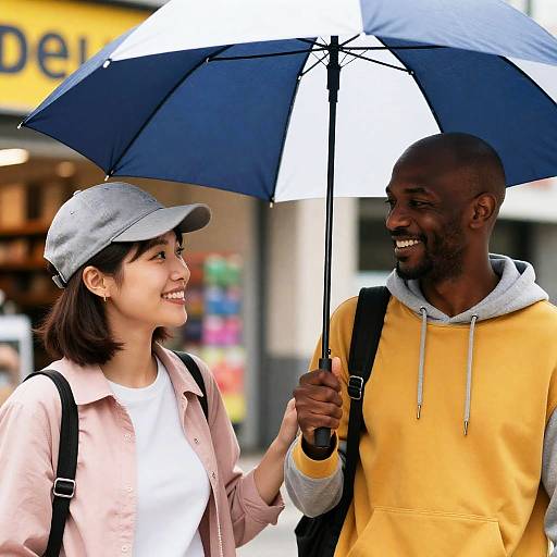 Joyful Umbrella Moment in Colorful Setting