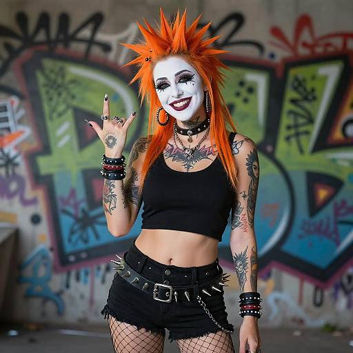 Punk Woman with Spiky Orange Hair