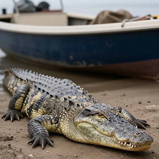 Ultra Realistic Anthro Crocodile on Boat