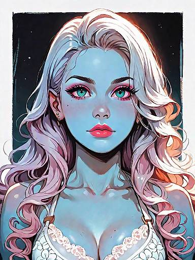 Realistic Anime Style Girl in Lace-Up Bikini