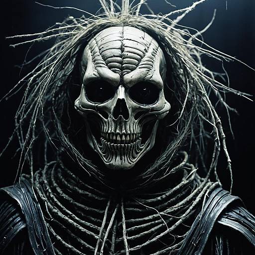 Twisted Humanoid Scarecrow with Skull Mask