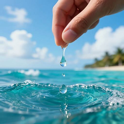 Macro Water Drop on Tropical Waves