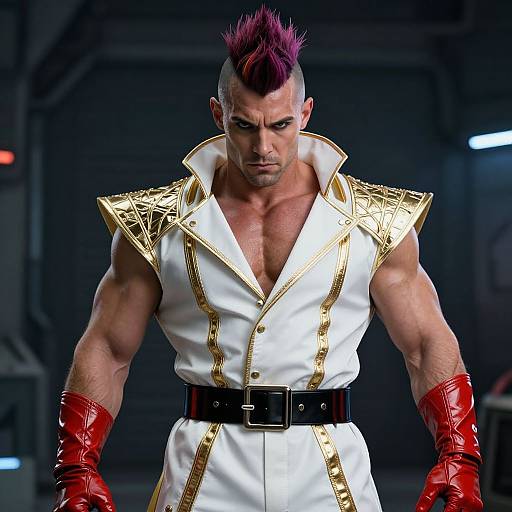 Muscular Man with Vibrant Mohawk