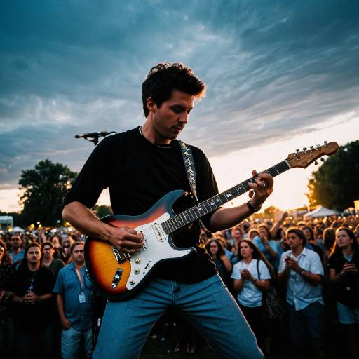 Guitarist Performing at Outdoor Music Festival