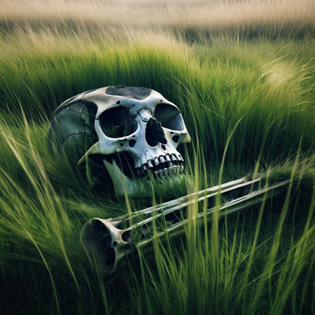 Atmospheric Bone Study in Tall Grass