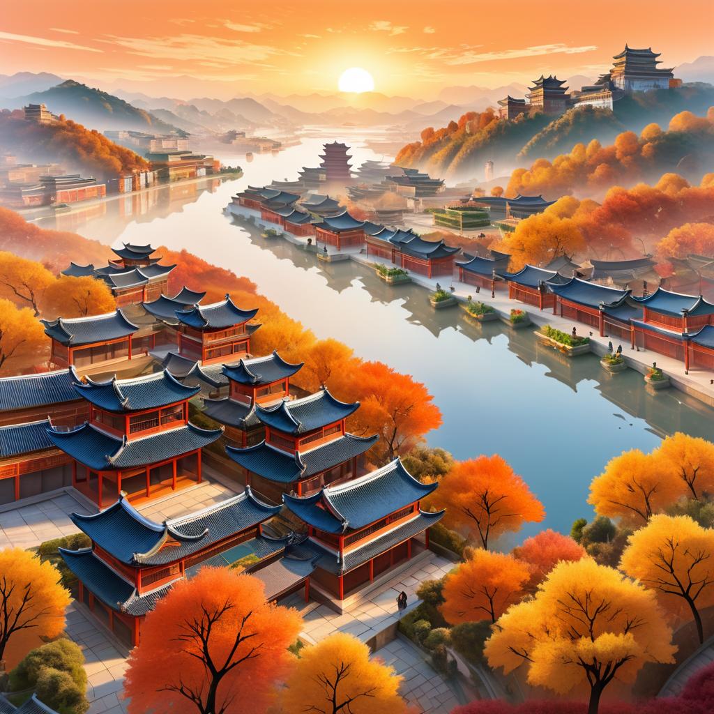 Autumn Landscape with Vibrant Market Towns