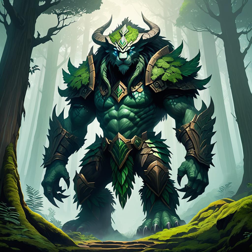 Majestic Forest Guardian in Misty Woods