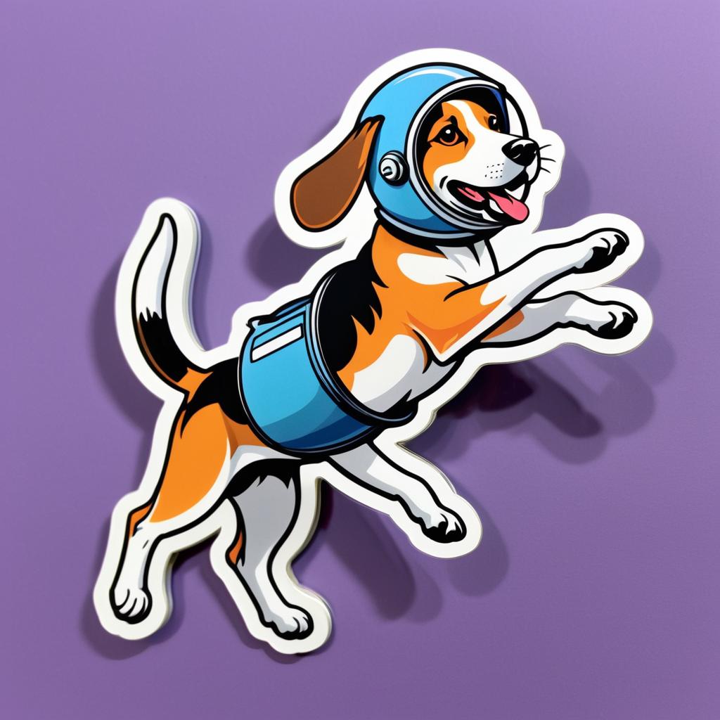 Beagle Leaping for Frisbee in Space