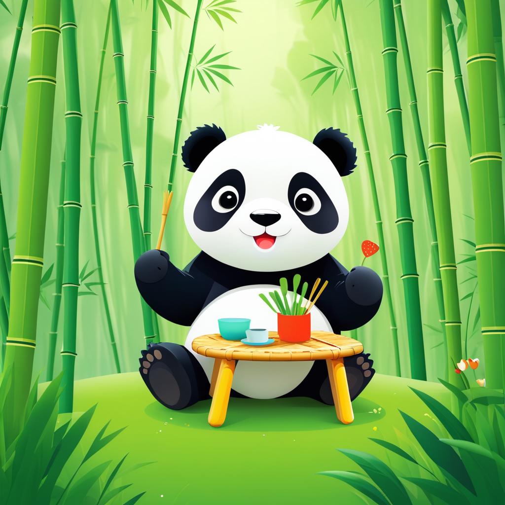 Panda Picnic in a Bamboo Forest