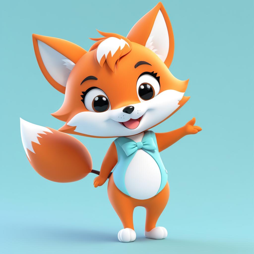 Kawaii 3D Winking Fox Animation