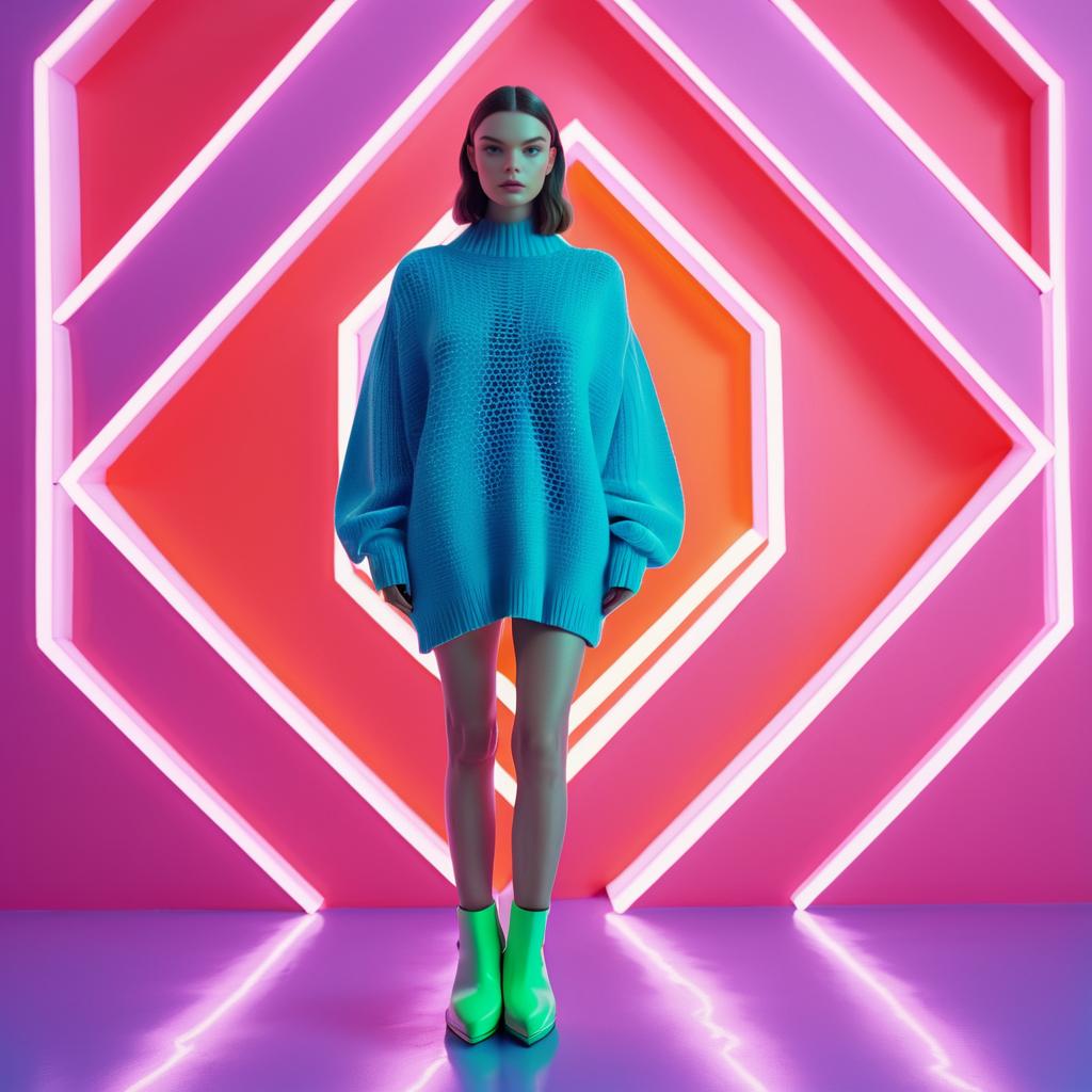 Neon Fashion: Oversized Sweater Editorial