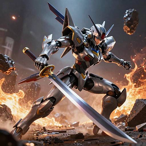 Epic Mecha Anime Battle Scene