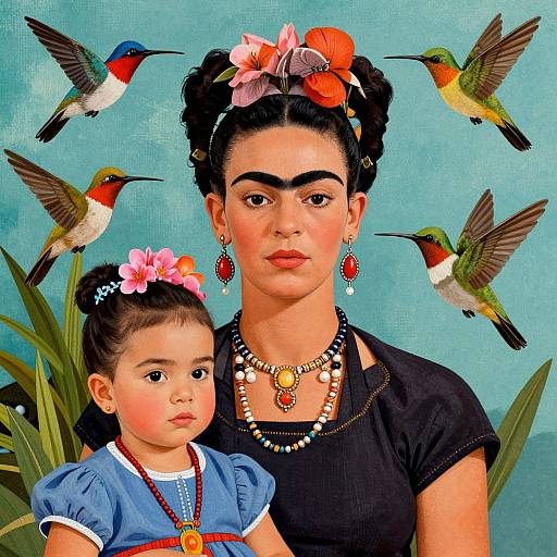 Frida Kahlo Inspired Vibrant Portrait