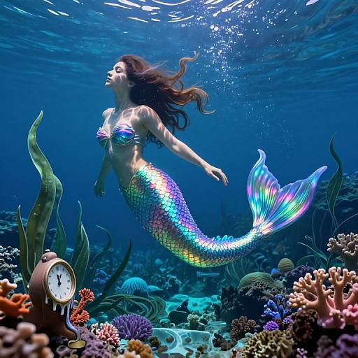 Surreal Mermaid in Luminescent Seascape