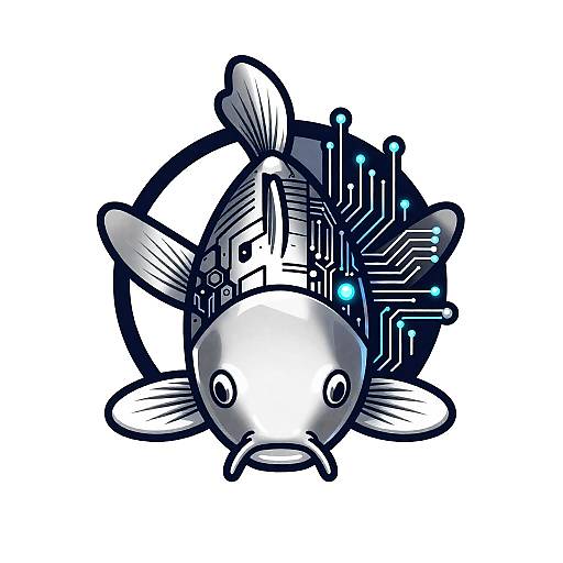 Silver Koi Half-Natural Cyberpunk Logo