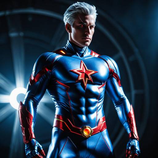 Captain Atom Cosplay in Blue and Silver Suit
