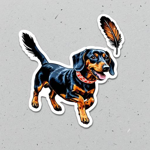 Dachshund Leaping for Feather Sticker