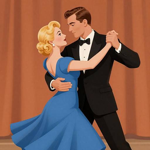 Vintage dancing couple illustration