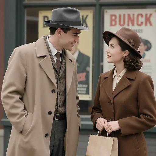 Vintage 1940s Couple in Classic Scene