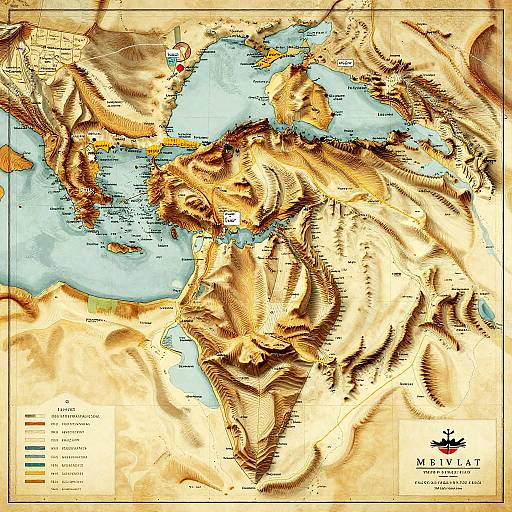 Vintage Ancient Israel Topographic Map
