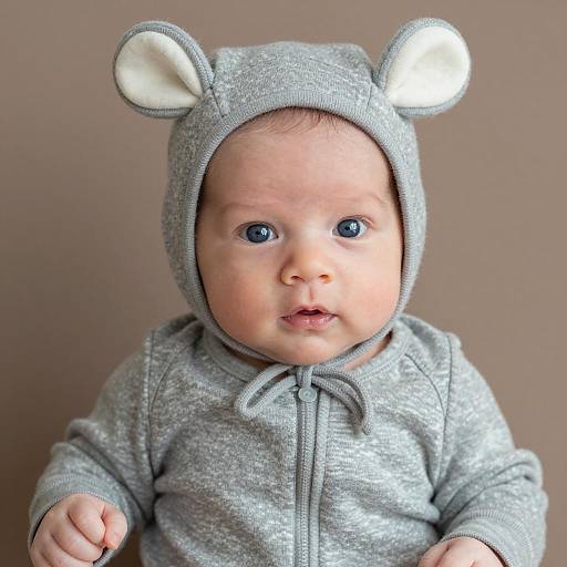 Baby in Gray Animal Ear Hoodie