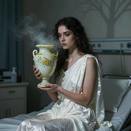 Mystical Woman with Radioactive Forest Shadows